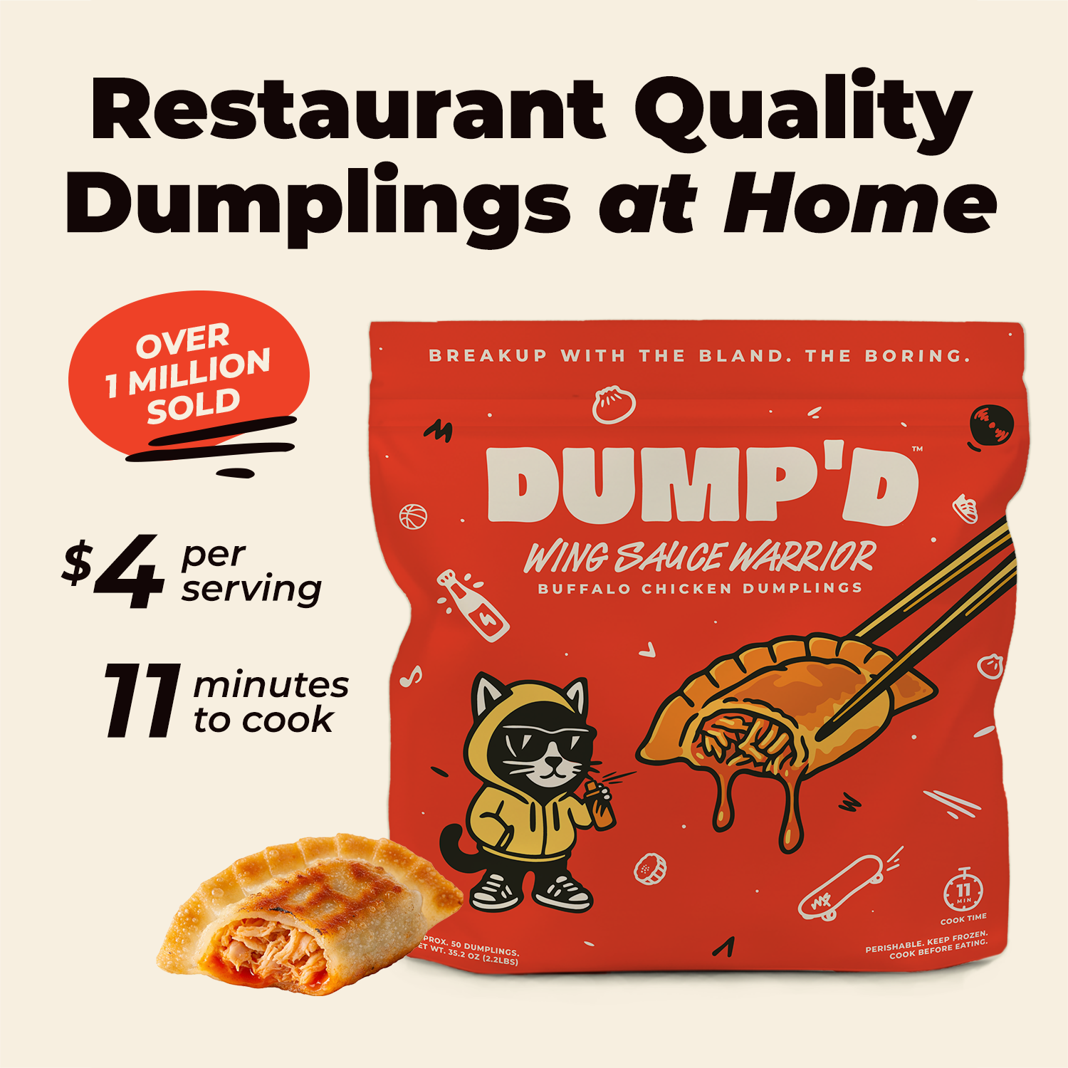 Buffalo Garlic Chicken Dumplings